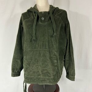 American Eagle women’s corduroy Olive Green Cotton Hoodie pullover size S